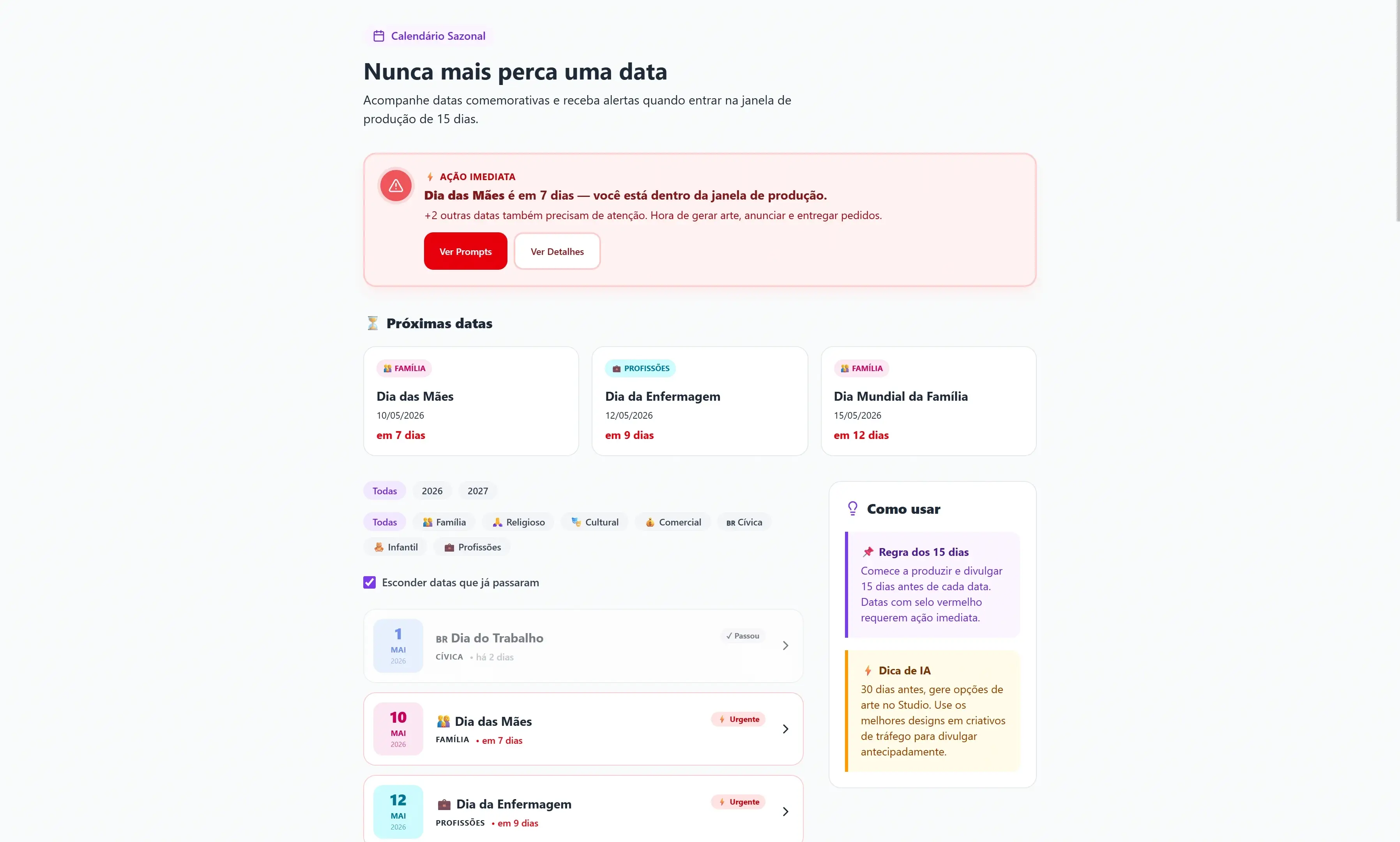 Calendário Sazonal